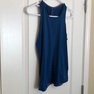 Athleta Girl blue top twist back sz L 12 EUC